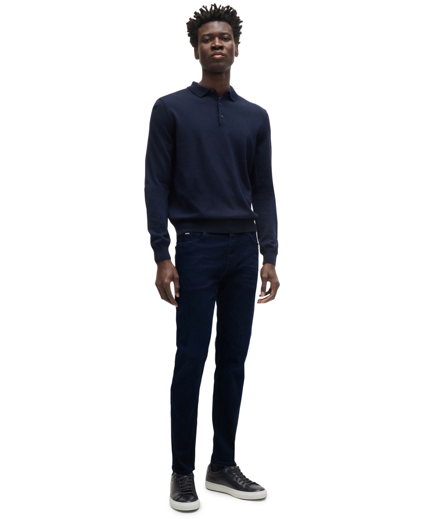 Мужские джинсы Hugo Boss Super-Soft Denim Slim-Fit, цвет: Тёмно-синий — фото 3