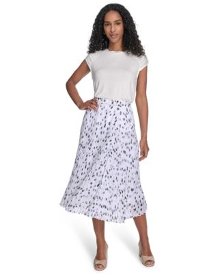 Calvin Klein Women's Printed Pleated Chiffon Midi Skirt Macy's