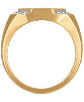 Esquire Men's Jewelry Diamond Octagon Cluster Ring (1/4 ct. t.w.) in 10k Gold, Exclusively at Macy's