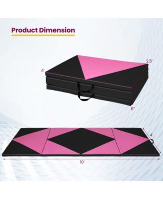 4-Panel PU Leather Folding Exercise Gym Mat with Hook and Loop Fasteners