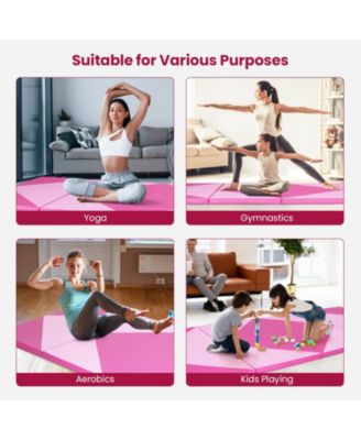 4-Panel PU Leather Folding Exercise Gym Mat with Hook and Loop Fasteners