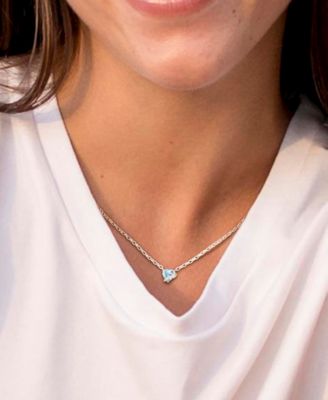 Gemstone Heart-Shaped Pendant Necklace in Sterling Silver, 18"