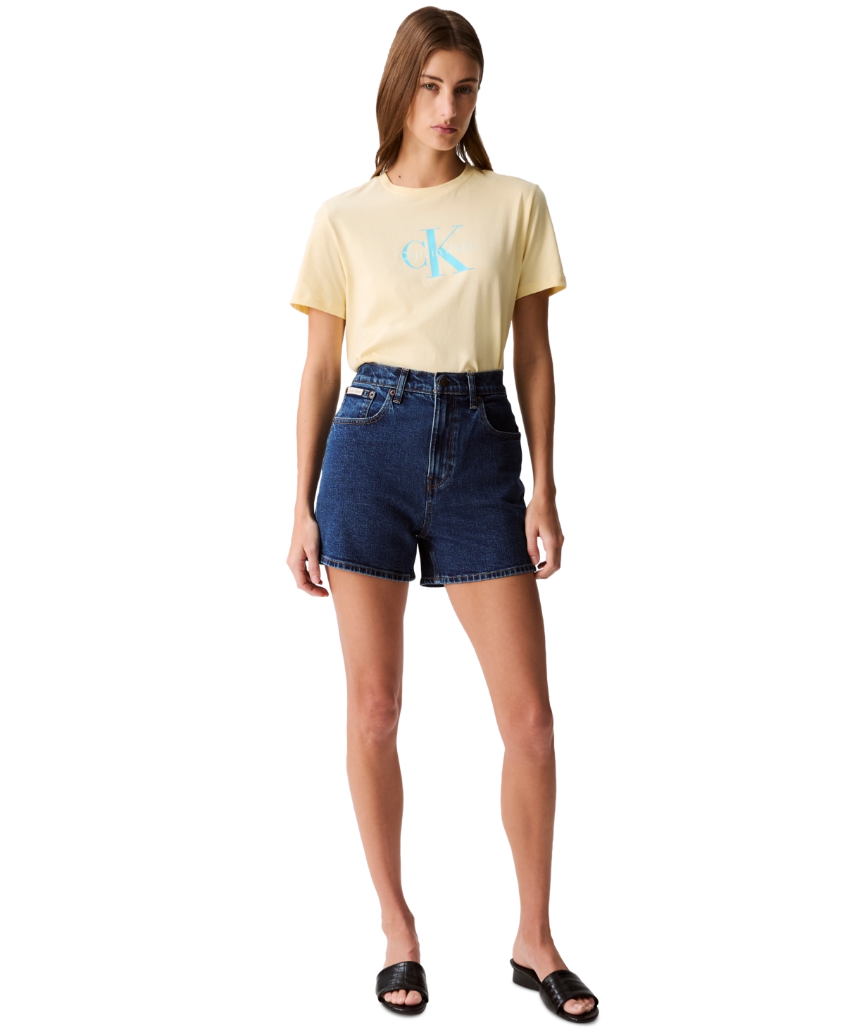 Women's High-Rise Midi Denim Shorts - Dark Yukon