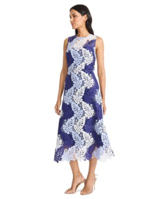 Women's Printed Lace Sleeveless Midi Dress