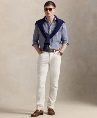 Men's Classic-Fit Houndstooth Linen Shirt