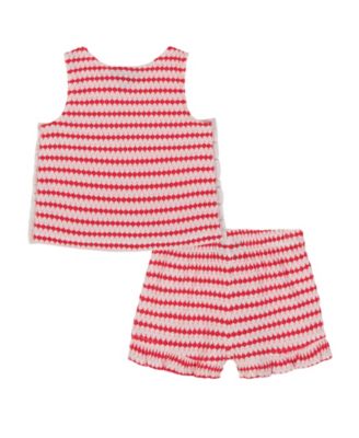 Toddler and Little Girls 2-Piece Textured Printed Ruffle Top and Shorts Set