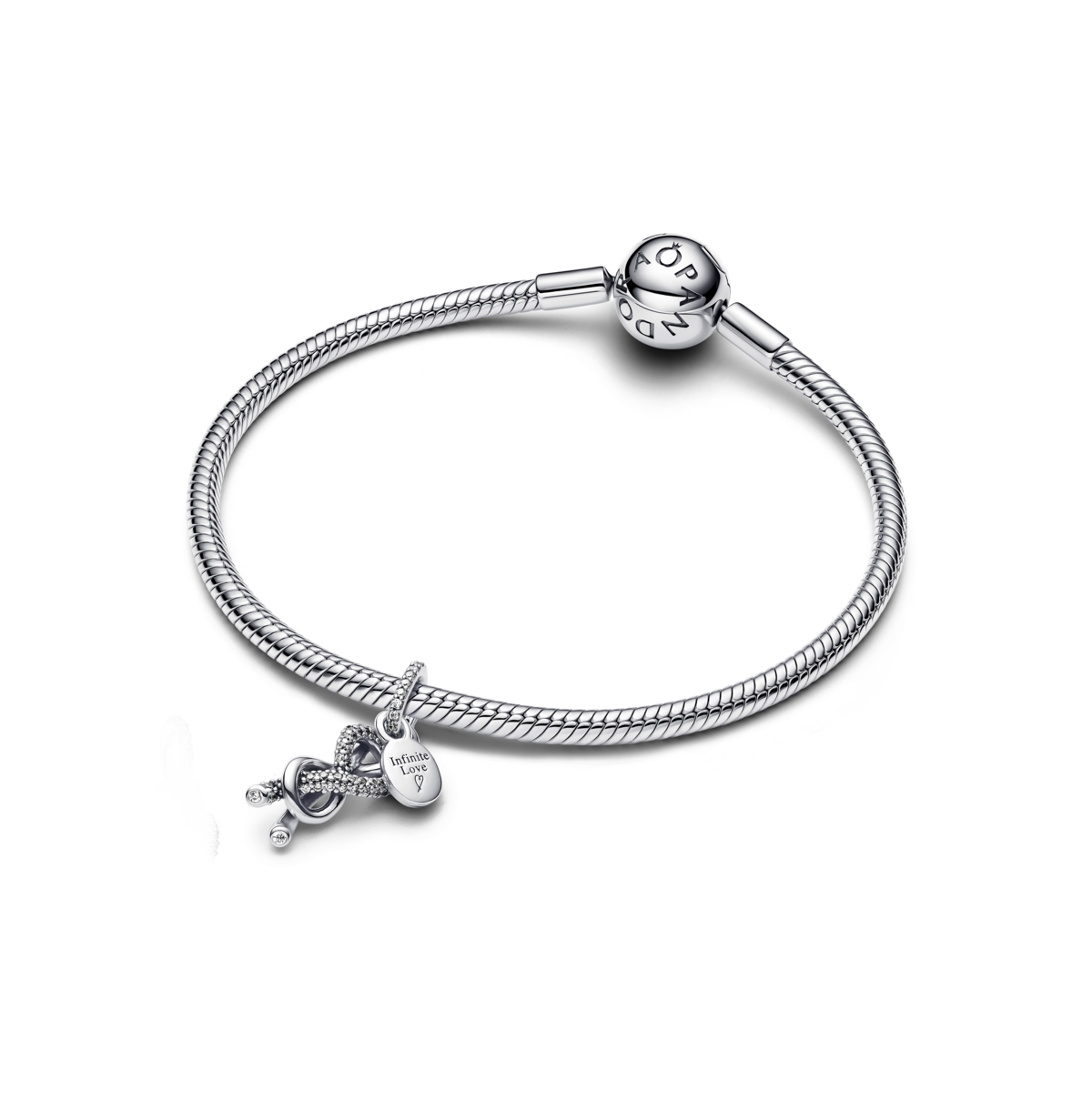 Pandora Pave Infinity Knot Dangle Sterling Silver Charms