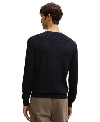 Men's Silk Regular-Fit Knit Structure Sweater