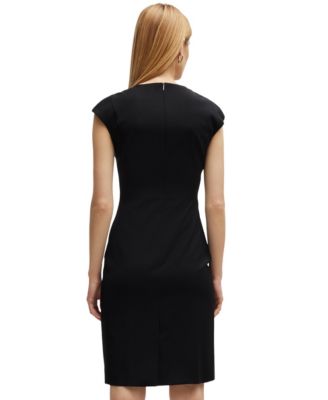 Women's Wool Cap Sleeve Slim-Fit Dress