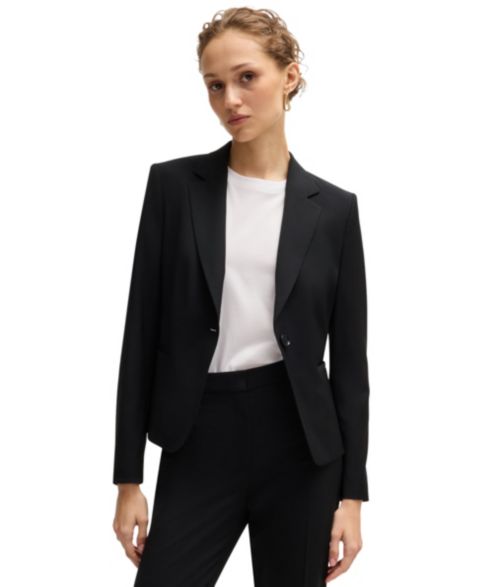 Женский пиджак Hugo Boss BOSS by Regular-Fit Button-Up Blazer, цвет: Чёрный
