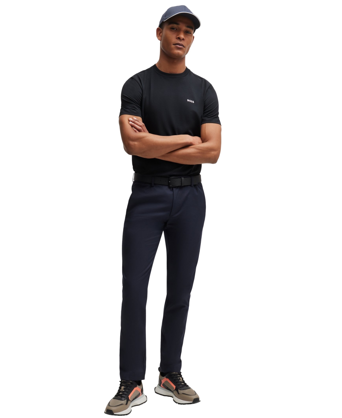 Hugo Boss Boss By  Men's Contrast Logo Regular-fit T-shirt In Dark Blue