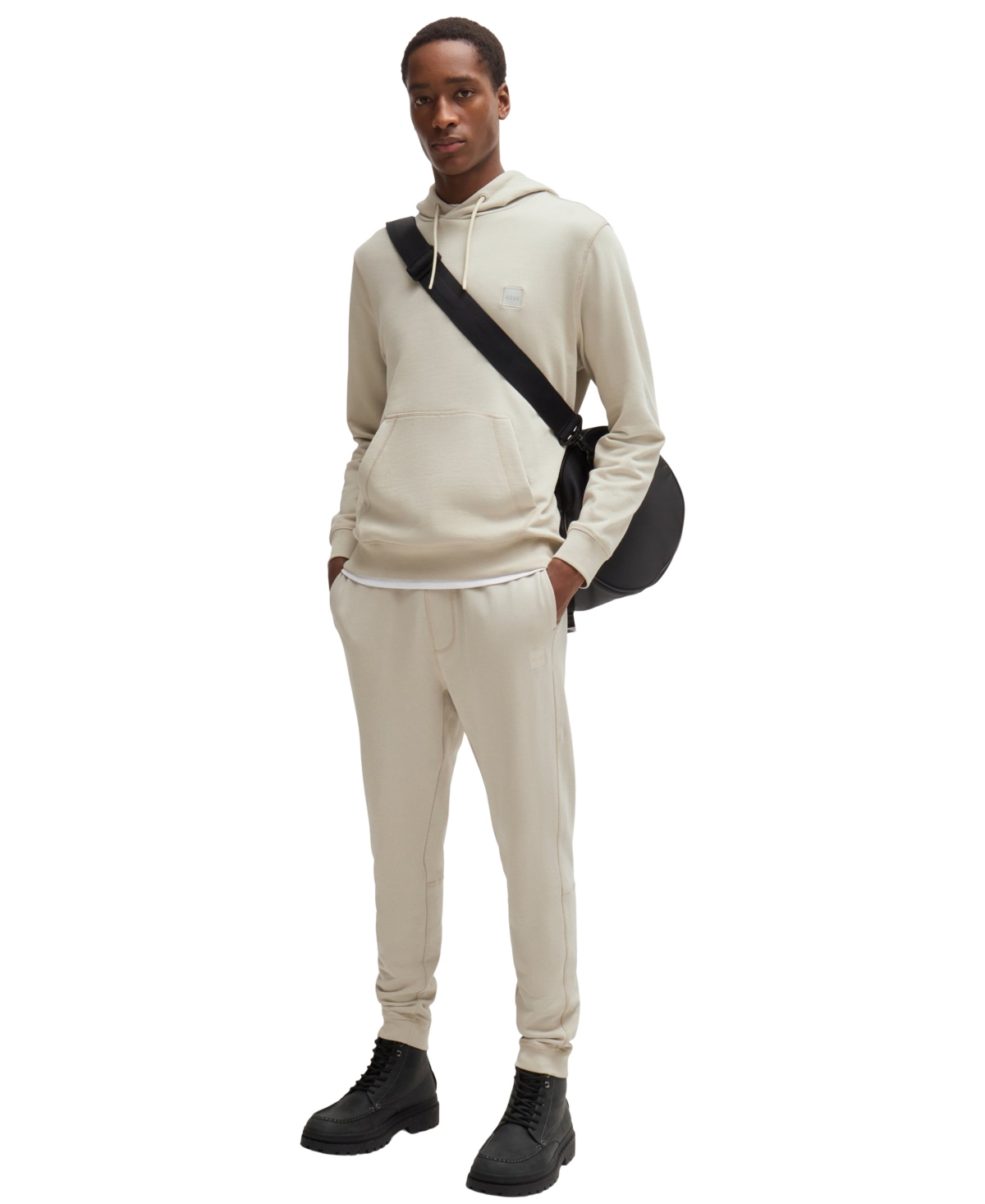 Hugo Boss Boss By  Men's Logo Patch Tracksuit Bottoms Pants In Open Beige