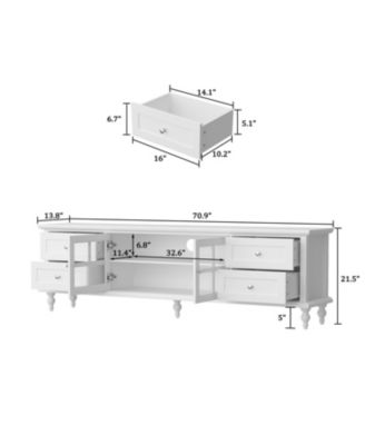 TV Stand with 2 Glass Doors and 4 Drawers, Media Console , Entertainment Center
