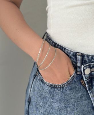 Silver Hammered 3mm Bangle Set