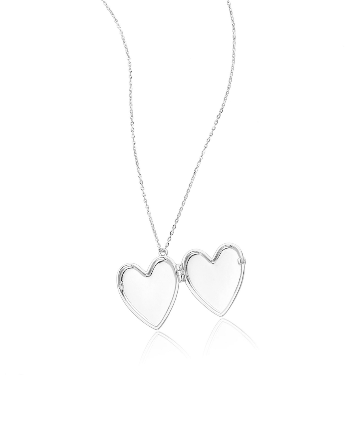 Adornia 14k Gold Plated Heart Locket Pendant Necklace In Silver
