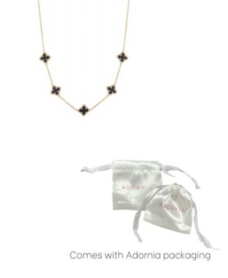 Gold Black Floral Station Necklace