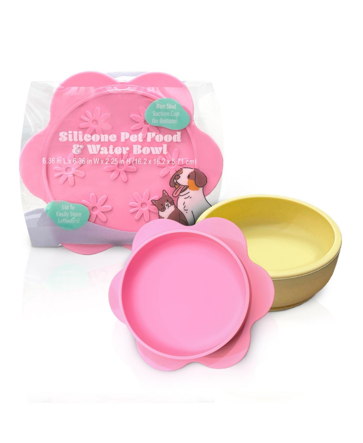 P.t. Supply Co. Lilac Small Flower-Shaped Silicone Pet Bowl with Non-Slip Suction Base - Lilac