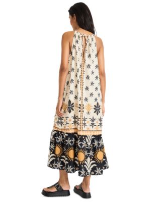 Women's Printed Sleeveless Halter-Neck Maxi Dress