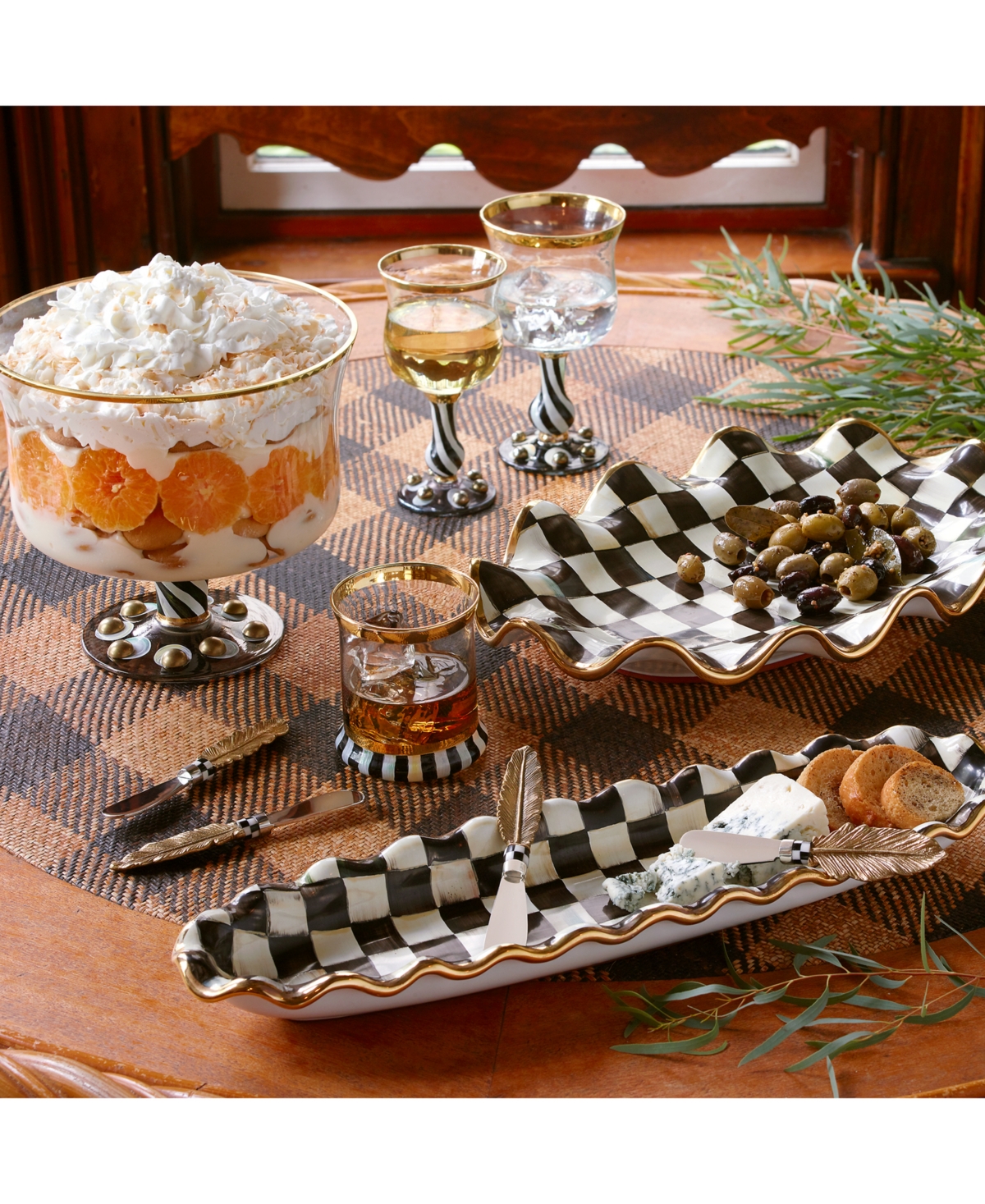 Mackenzie-childs Courtly Check Ceramic Serving Platter In No Color