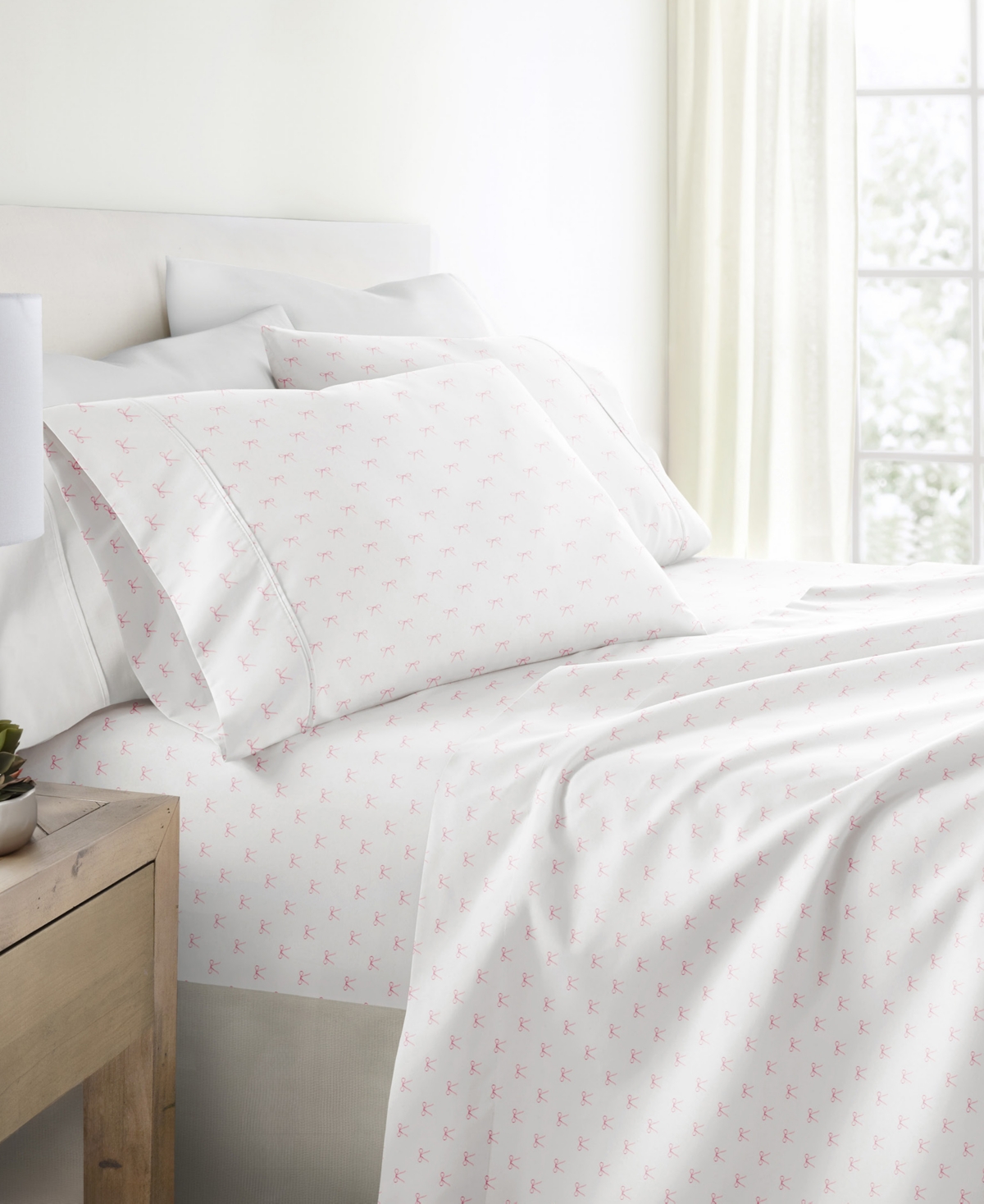 Kaycie Gray Printed Microfiber 4-pc. Sheet Set, Queen In White