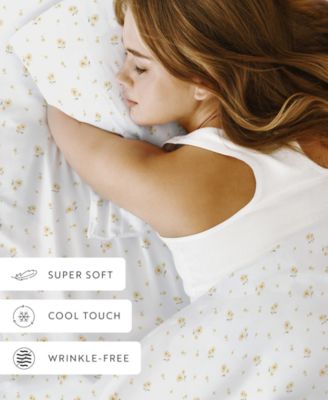 Kaycie Gray Printed Microfiber Sheet Sets In White