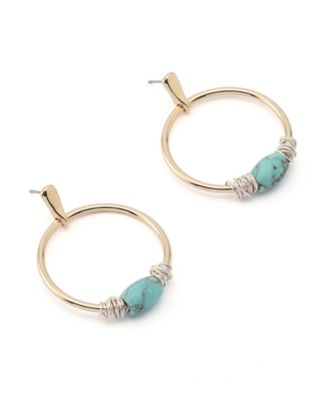 Turquoise Stone Hoop Earrings