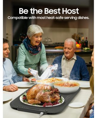 Foldable Food Warming Mat, Electric Buffet Warmer Tray with Carry Bag, Gray