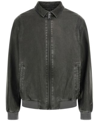 Men's Aviator Relaxed-Fit Faux-Leather Bomber Jacket 