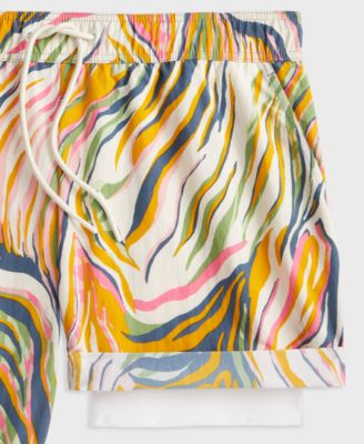 Men's Retro Wave Regular-Fit Printed Swim Trunks, Exclusively at Macy's 