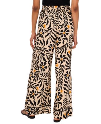 Women's Floral Print Drawstring-Waist Wide-Leg Pants