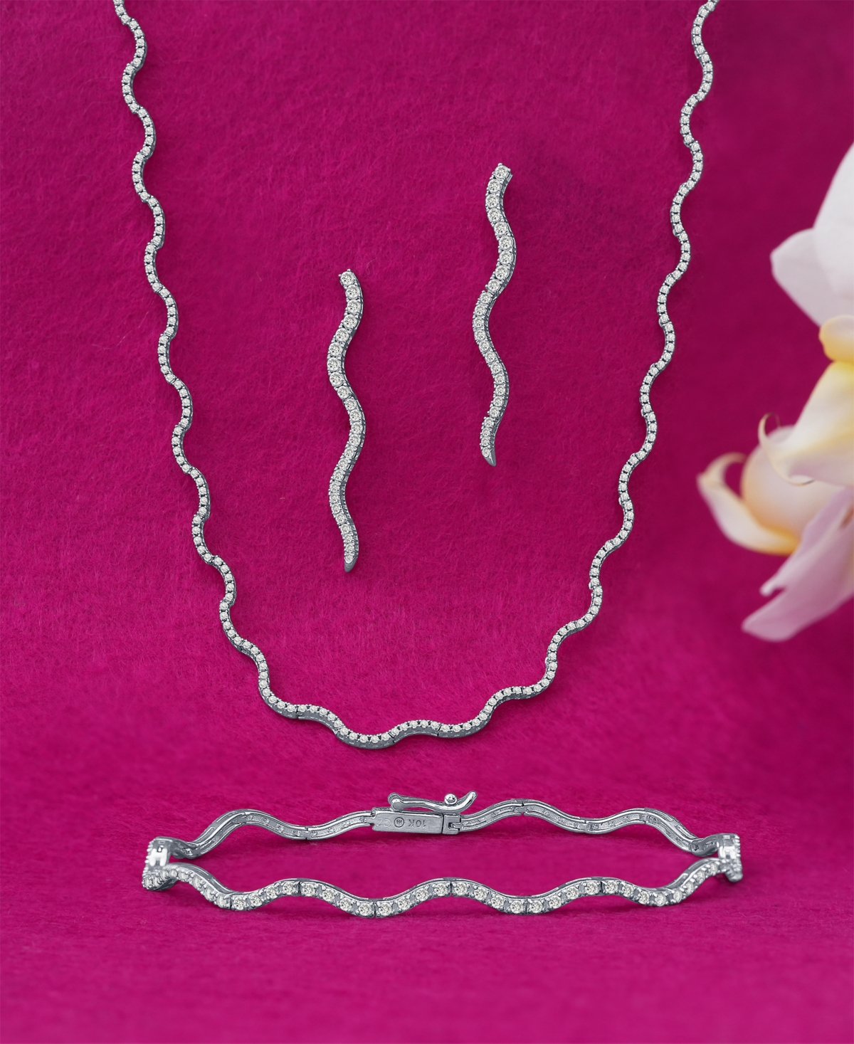 Wrapped In Love Diamond Wavy Tennis Bracelet (1 Ct. Tw) In 14k White Gold, Exclusively At Macy's In White Gold