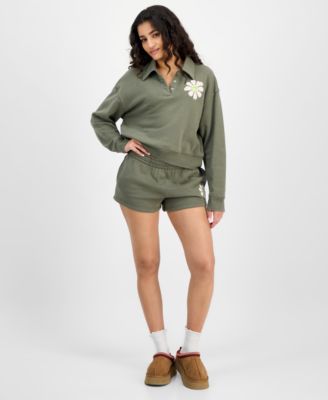 Juniors' Collared Daisy Sweatshirt