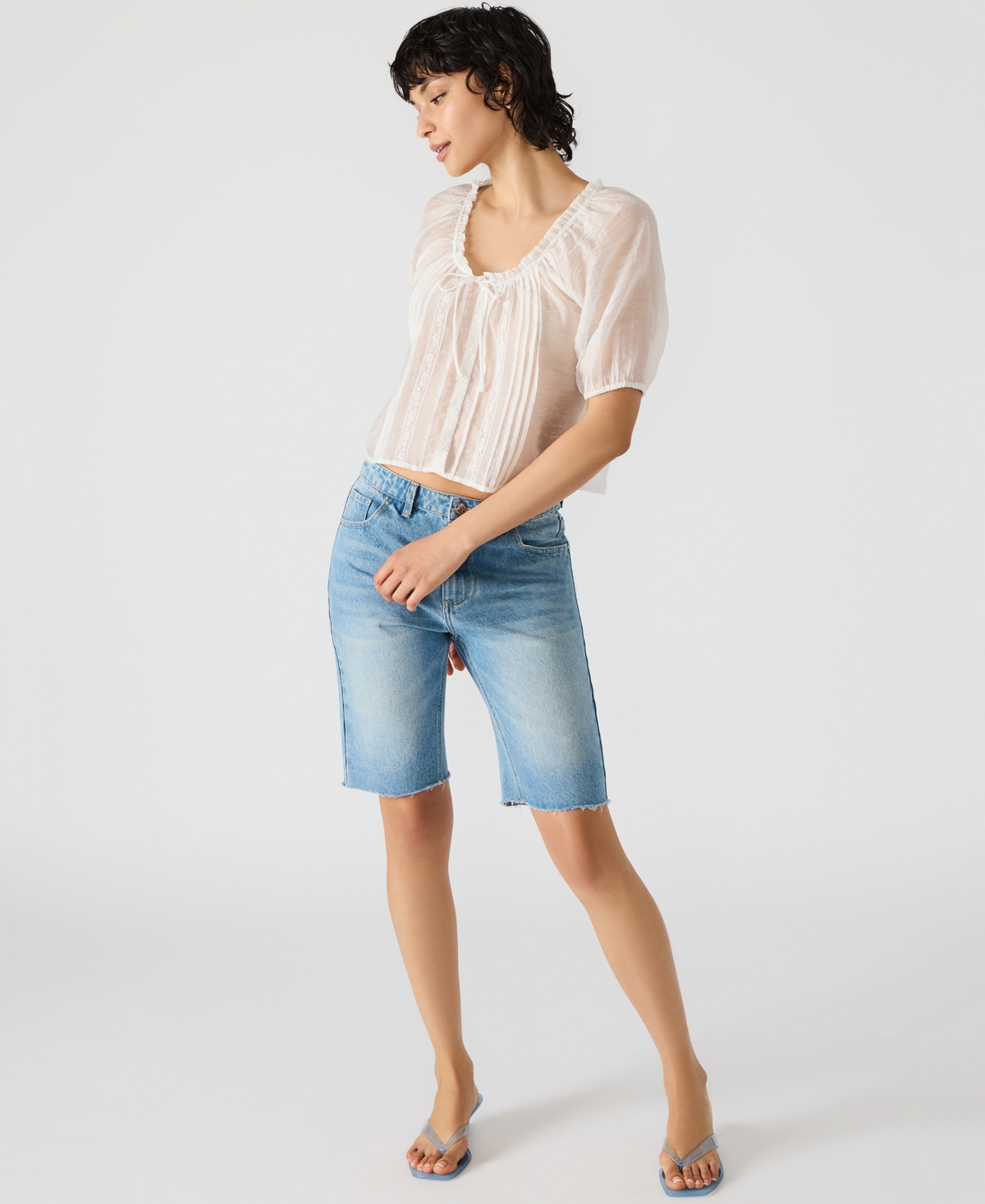 Steve Madden Lana Lace Pintuck Crop Top
