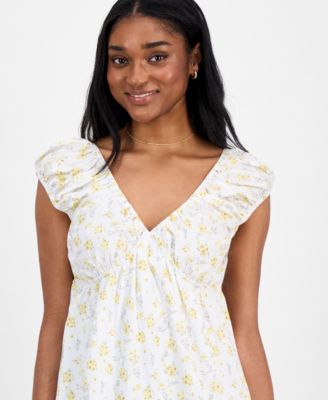 Juniors' Printed Babydoll Mini Dress