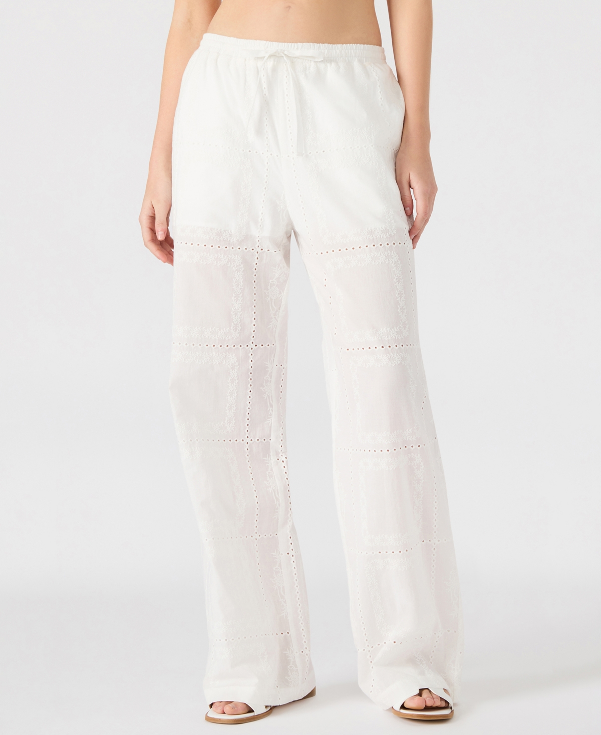 Steve Madden Women's Crissy Eyelet Patchwork Pants In White