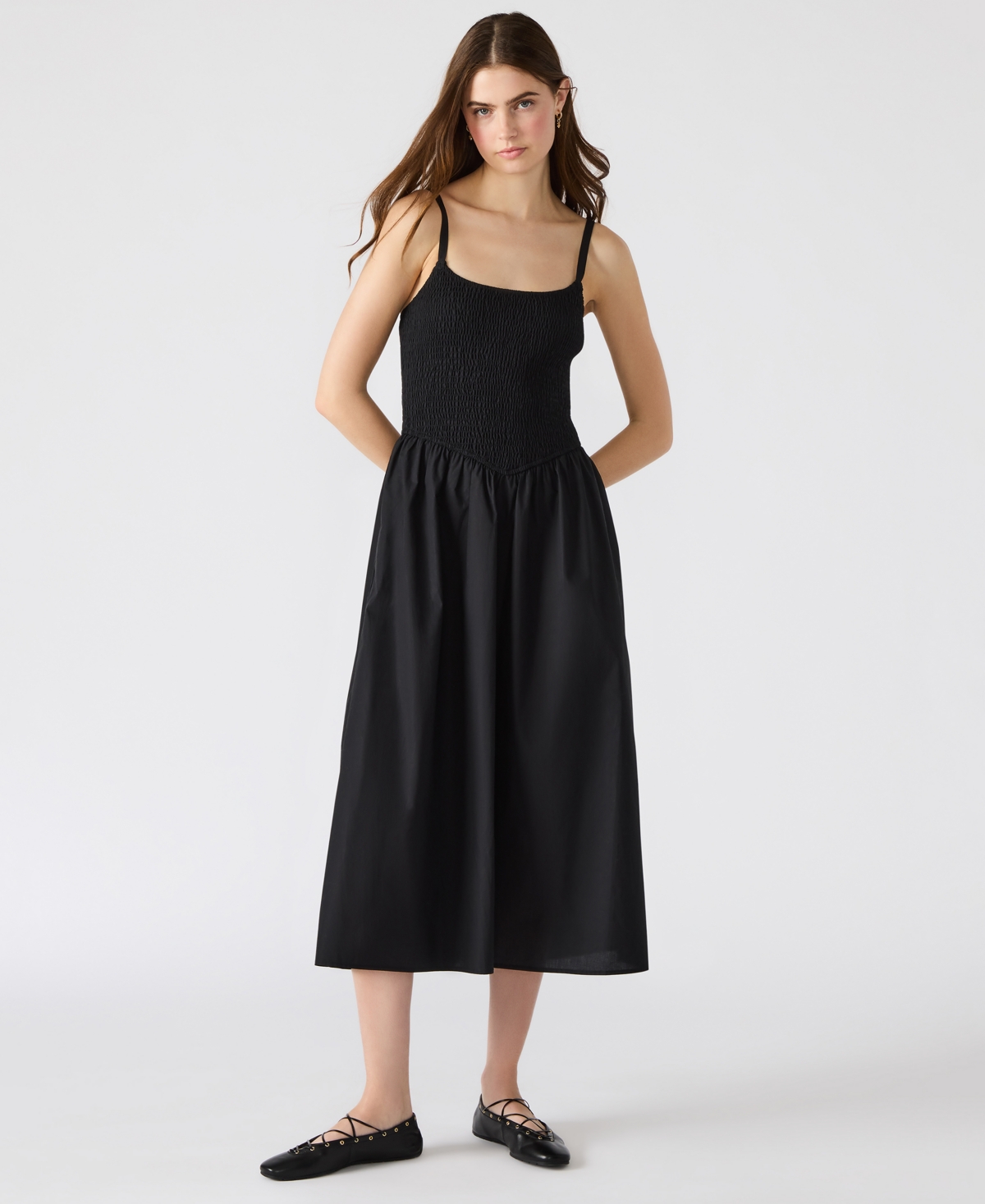 Steve Madden Women's Codie Cotton Smocked Midi Dress