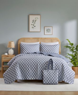 Addison Park Wilhelmina Reversible Quilt Tote Sets In Blue