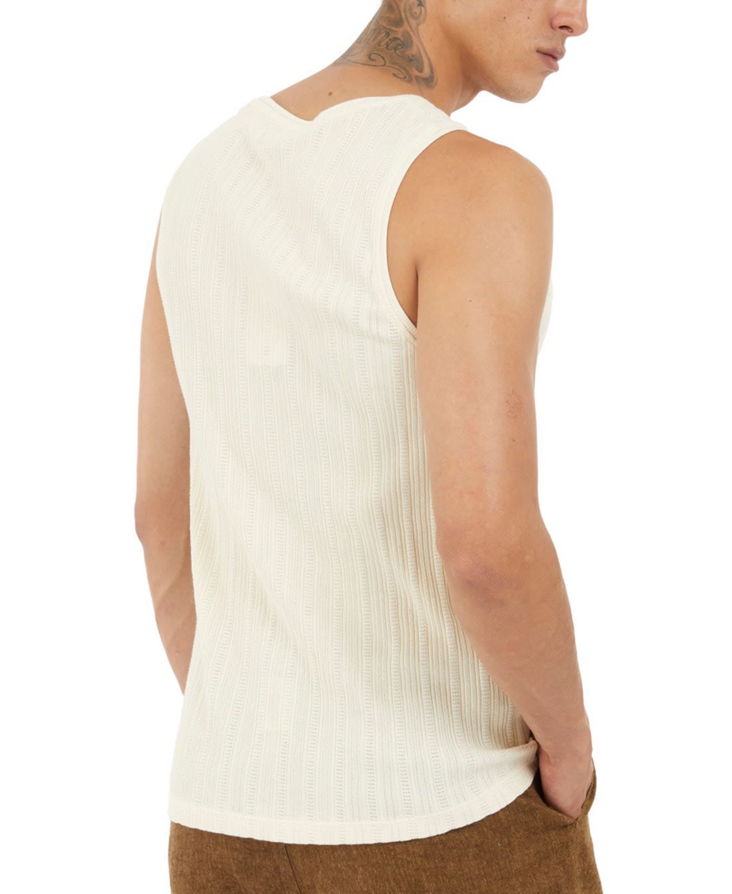 Мужской топ GUESS Regular-Fit Loose-Knit Textured, цвет: Соляной белый — фото 3