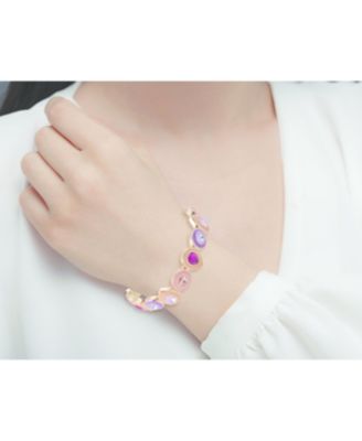 Mutli Colored Enamel and Stone Stretch Bracelet