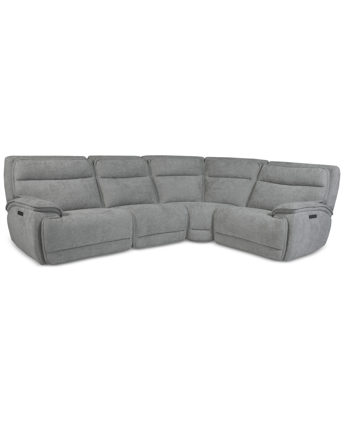 Macy's Ozryn 4-pc. Fabric Sectional With 2 Power Motion Chairs, Exclusively At  In Silver