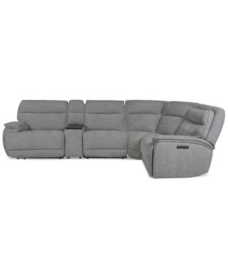 Ozryn 5-Pc. Fabric Sectional with Console and 2 Power Motion Chairs, Exclusively at Macy's