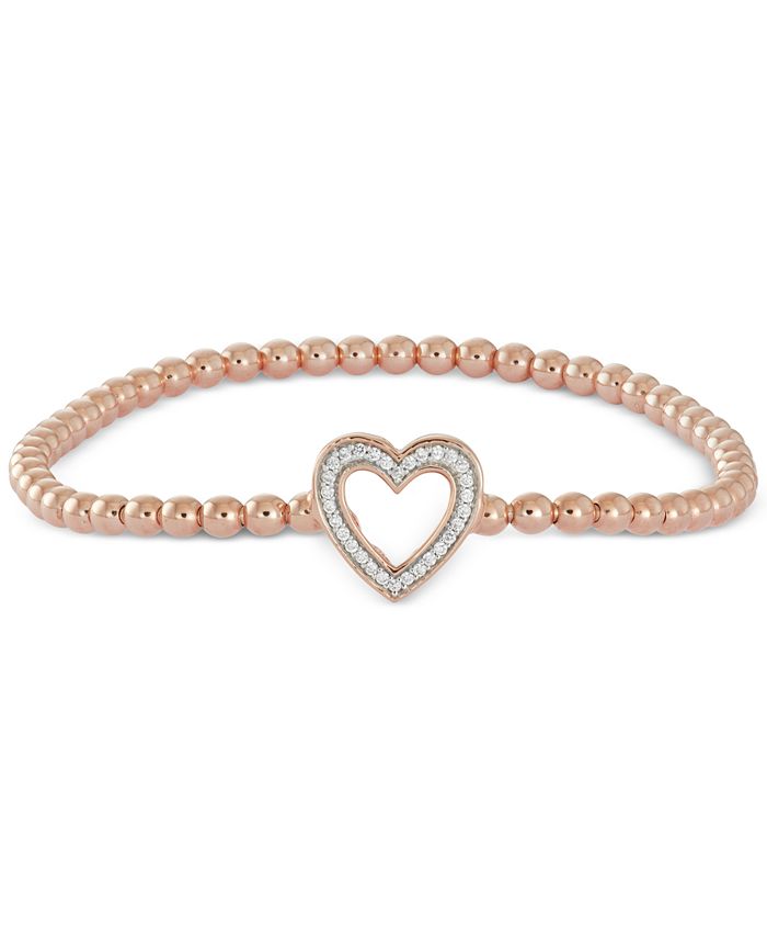 Macy's wrapped™ Diamond Heart Stretch Bead Bracelet (1/6 ct. t.w) in