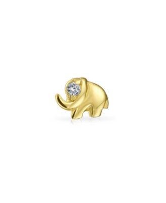 Tiny CZ Accent Lucky Elephant 14K Gold Cartilage Ear Stud Earring Screw Back