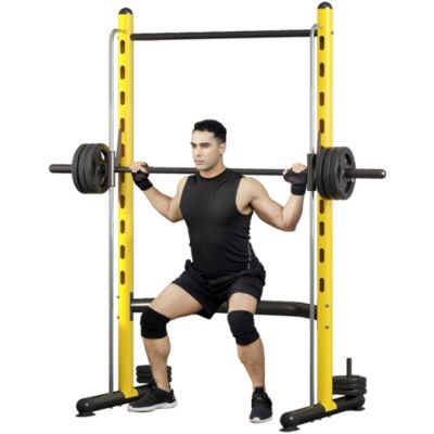 Adjustable Squat Rack with Pull Up Bar and Barbell Bar Bench Press