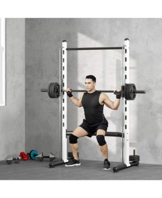 Adjustable Squat Rack with Pull Up Bar and Barbell Bar Bench Press