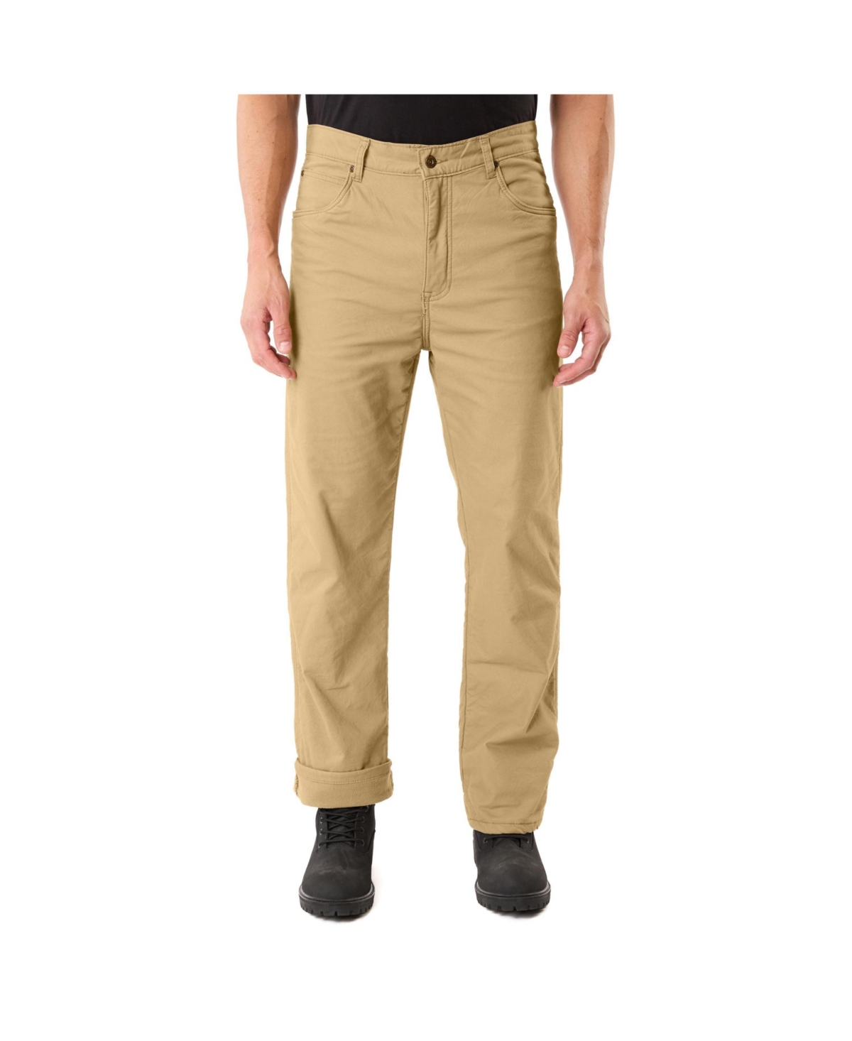 Men's Stretch Fleece-Lined Canvas 5-Pocket Pant - Khaki