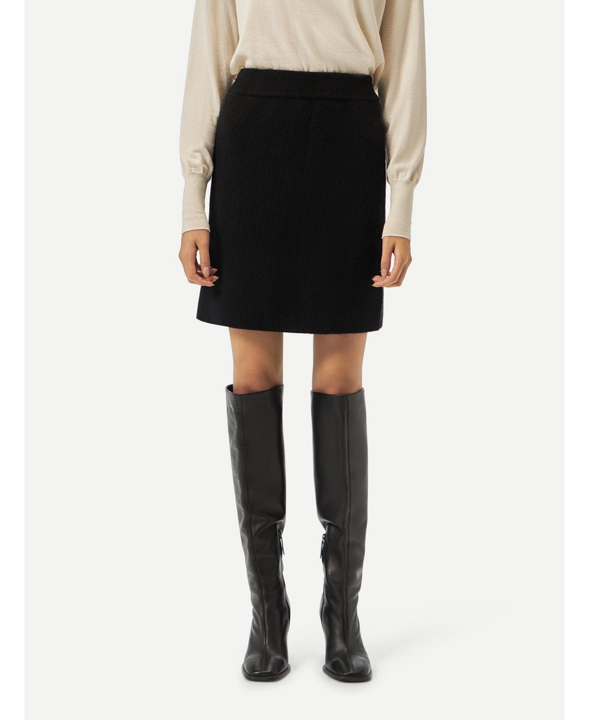 Women's Cashmere Mini Skirt - Xl / black / WK655-1481 - Black-blue graphite