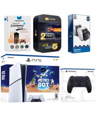 PlayStation 5 Slim Disc Astro Bot Bundle with Extra Controller, Dual Charge Dock, MightySkins Code and 2 Year Extended Warranty