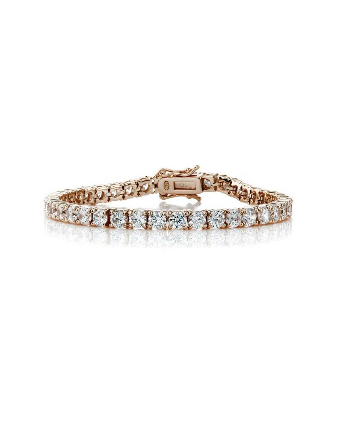 Sterling Silver with Colored Cubic Zirconia Tennis Bracelet in White Gold Plated, 14K Gold Plated, or 18K Rose Gold Plated - Pink