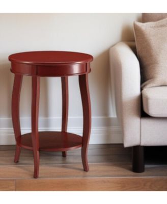 Round Solid Wood End Table with Shelf – Classic Design and Extra Storage